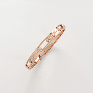 羅馬鏤空鑽鋼手環 (玫)