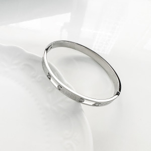 羅馬鏤空鑽鋼手環 (銀)