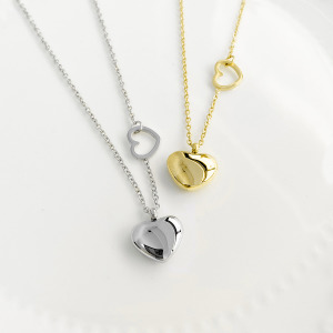 立體愛心鋼項鍊