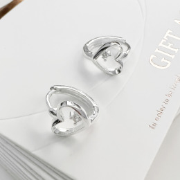 心型小鑽圈 ‧ 純銀耳環