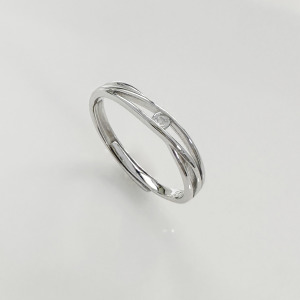 線條夾鑽 ‧ 純銀戒指