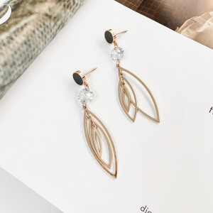 葉片鏤空層次純鋼耳環