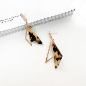 三角豹紋純鋼耳環