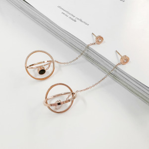 交錯圈圈數字純鋼耳環