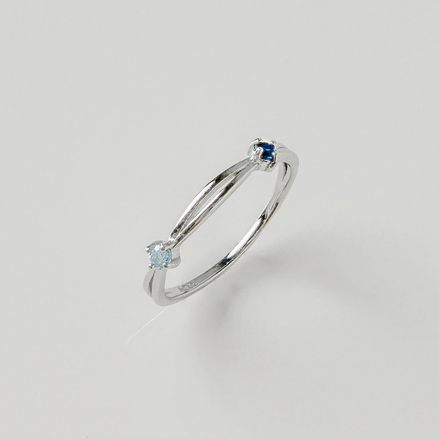 天然石│雙色托帕石│交織鏤空 ‧ 純銀戒指