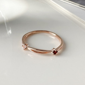 天然石│石榴石 ‧ 粉水晶│交織鏤空 ‧ 純銀戒指