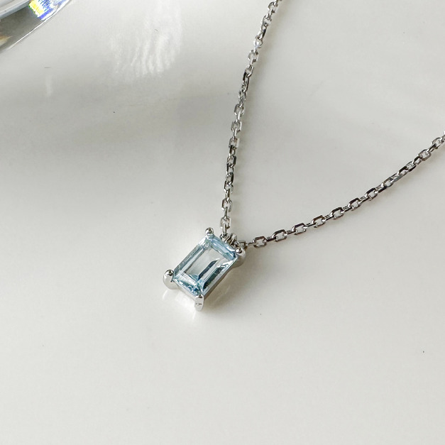 天然石│長方托帕石 ‧ 純銀項鍊