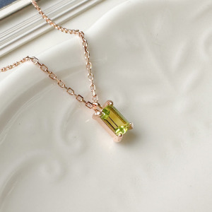 天然石│長方橄欖石 ‧ 純銀項鍊