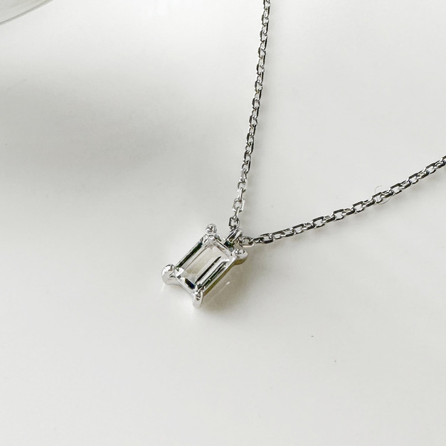天然石│長方白水晶 ‧ 純銀項鍊