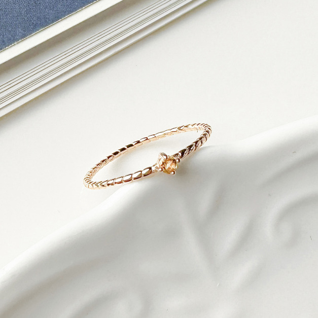 天然石│黃水晶幸福路徑尾戒 ‧ 純銀戒指