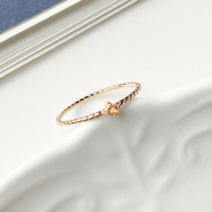 天然石│黃水晶幸福路徑尾戒 ‧ 純銀戒指