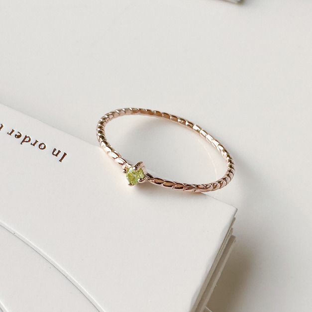 天然石│橄欖石幸福路徑尾戒 ‧ 純銀戒指