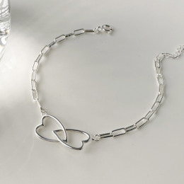 雙心鍊條 ‧ 純銀手鍊