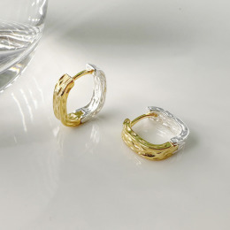 金銀方圈 ‧ 純銀耳環