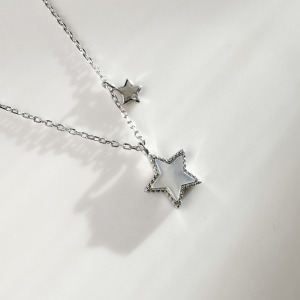 貝殼雙星 ‧ 純銀項鍊