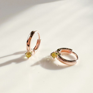 天然石│永恆單鑽圈橄欖石 ‧ 純銀耳環