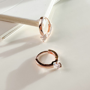 天然石│永恆單鑽圈拉長石 ‧ 純銀耳環