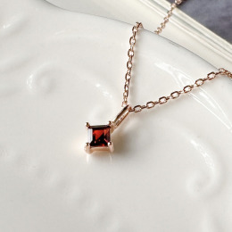 天然石│方鑽石榴石 ‧ 純銀項鍊