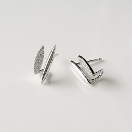 線性水鑽 ‧ 純銀耳環