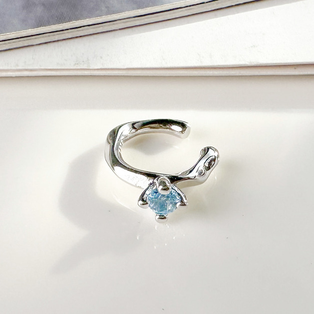 天然石│托帕石淬鍊耳骨夾 ‧ 純銀耳環 (單支)