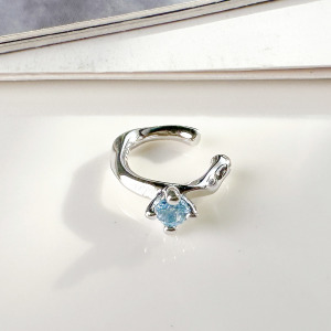 天然石│托帕石淬鍊耳骨夾 ‧ 純銀耳環 (單支)