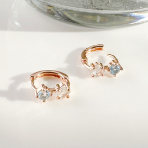 天然石│托帕石 ‧ 拉長石│時光記憶圈 ‧ 純銀耳環