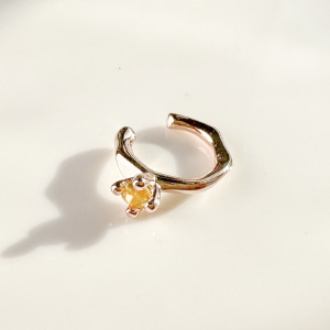 天然石│黃水晶淬鍊耳骨夾 ‧ 純銀耳環 (單支)