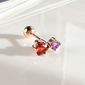 天然石│紫水晶 ‧ 石榴石│慢慢時光 ‧ 純銀耳環 (單支)