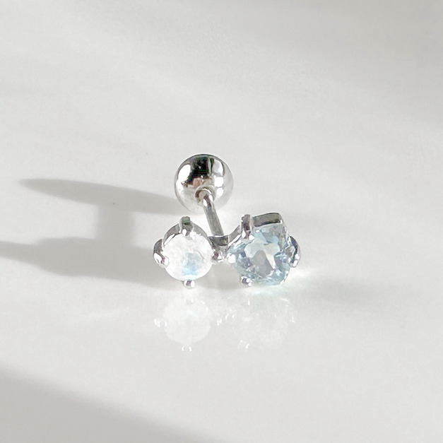 天然石│拉長石 ‧ 托帕石│慢慢時光 ‧ 純銀耳環 (單支)