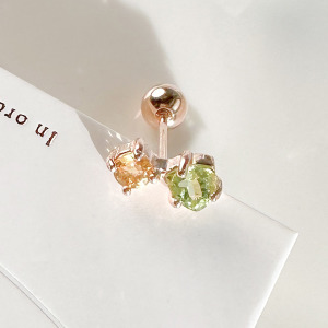 天然石│黃水晶 ‧ 橄欖石│慢慢時光 ‧ 純銀耳環 (單支)