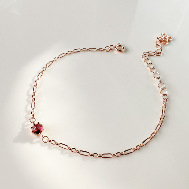 天然石│記憶時光石榴石 ‧ 純銀手鍊
