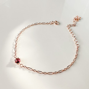 天然石│記憶時光石榴石 ‧ 純銀手鍊