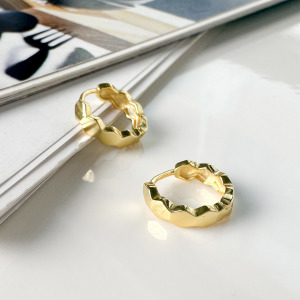 六角圈 ‧ 純銀耳環 (金)