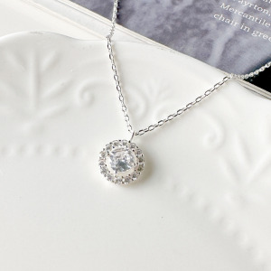 滿鑽小圈 ‧ 純銀項鍊