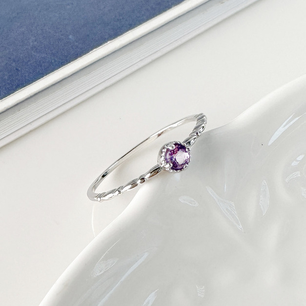 天然石│圓舞曲紫水晶 ‧ 純銀戒指