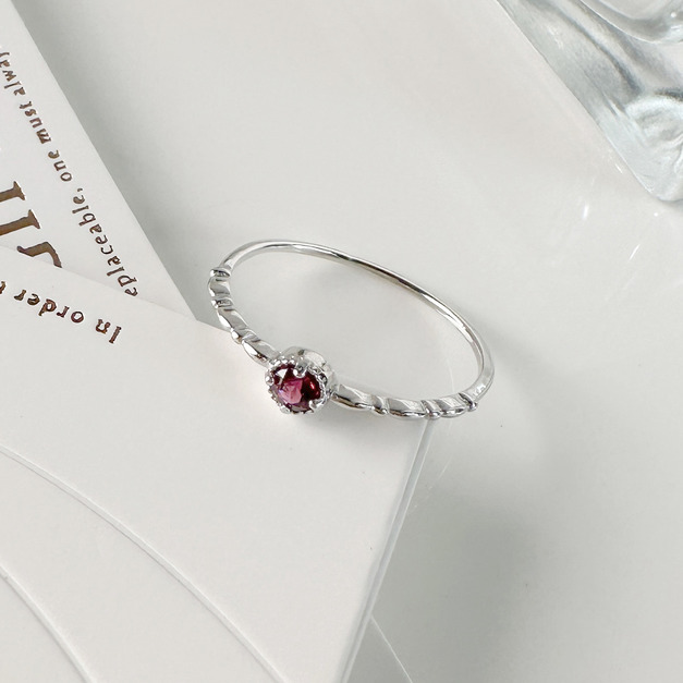 天然石│圓舞曲石榴石 ‧ 純銀戒指
