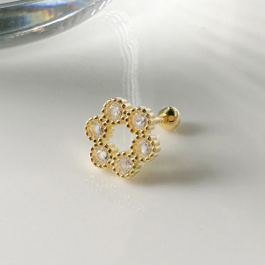 天然石│白水晶花的祝福 ‧ 純銀耳環 (單支)