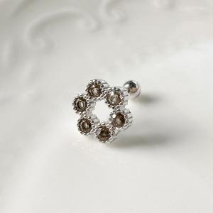 天然石│茶水晶花的祝福 ‧ 純銀耳環 (單支)