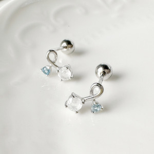 天然石│托帕石 ‧ 月光石│扭結 ‧ 純銀耳環