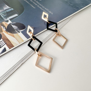 菱形垂墜純鋼耳環