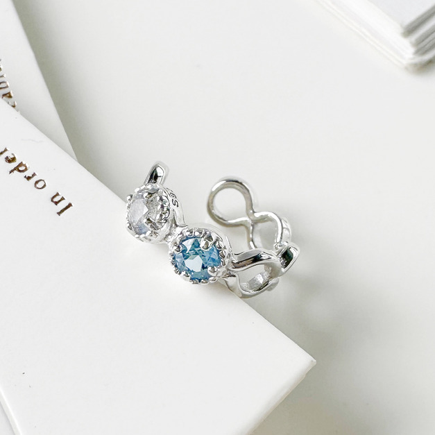 天然石│拉長石 ‧ 托帕石│無限圈耳骨夾 ‧ 純銀耳環 (單支)