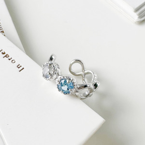 天然石│拉長石 ‧ 托帕石│無限圈耳骨夾 ‧ 純銀耳環 (單支)