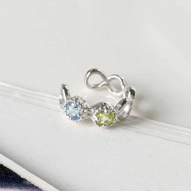 天然石│托帕石 ‧ 橄欖石│無限圈耳骨夾 ‧ 純銀耳環 (單支)