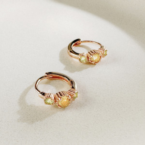 天然石│黃水晶 ‧ 橄欖石│美好時光 ‧ 純銀耳環