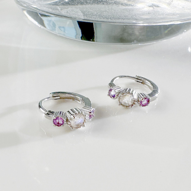 天然石│拉長石 ‧ 紫水晶│美好時光 ‧ 純銀耳環