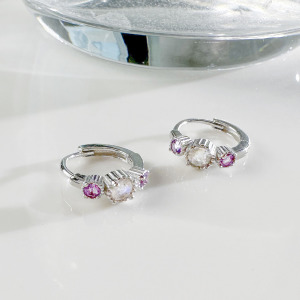 天然石│拉長石 ‧ 紫水晶│美好時光 ‧ 純銀耳環