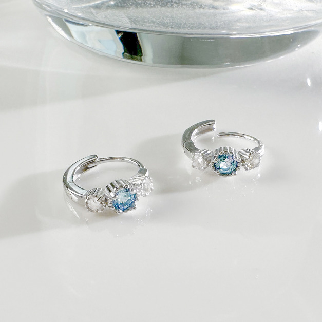 天然石│托帕石 ‧ 白水晶│美好時光 ‧ 純銀耳環