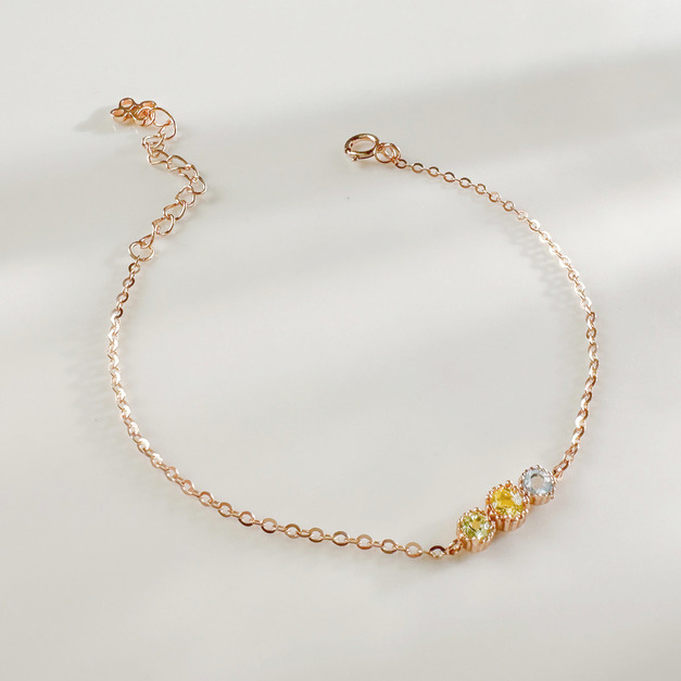 天然石│托帕石 ‧ 黃水晶 ‧ 橄欖石│永恆的約定 ‧ 純銀手鍊