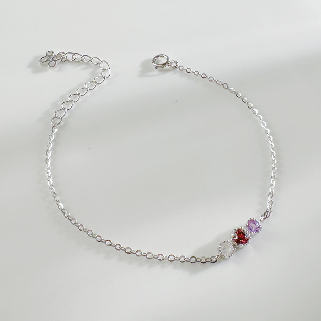 天然石│紫水晶 ‧ 石榴石 ‧ 粉水晶│永恆的約定 ‧ 純銀手鍊