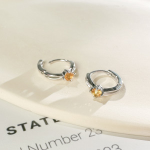 天然石│交織美好黃水晶 ‧ 純銀耳環